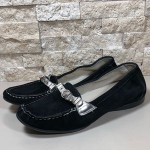 AGL Black Loafers with Silver Accents